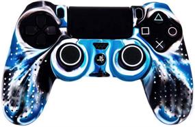 img 3 attached to 🎮 PS4/SLIM/PRO Controller Protective Skins - Taifond Anti-Slip Silicone Cover with 4 Thumb Grip Caps (White&amp;Blue)