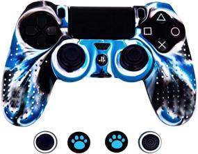 img 4 attached to 🎮 PS4/SLIM/PRO Controller Protective Skins - Taifond Anti-Slip Silicone Cover with 4 Thumb Grip Caps (White&amp;Blue)