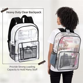 img 3 attached to Backpack Waterproof Bookbags Adjustable Transparent