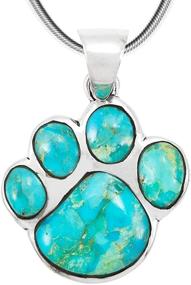 img 4 attached to Stunning Dog Paw Pendant Necklace: Genuine Turquoise & Gemstones in 925 Sterling Silver