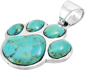 img 3 attached to Stunning Dog Paw Pendant Necklace: Genuine Turquoise & Gemstones in 925 Sterling Silver
