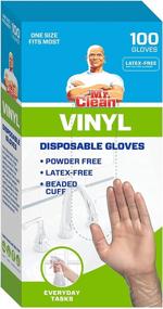 img 1 attached to 100ct Latex Free, Powder Free, Beaded Cuff Gloves - Mr. Clean, Disposable Vinyl