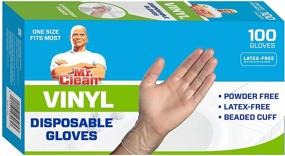 img 2 attached to 100ct Latex Free, Powder Free, Beaded Cuff Gloves - Mr. Clean, Disposable Vinyl