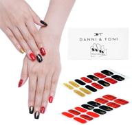 💅 danni & toni christmas gel nail polish stickers - semi cured gel nail strips manicure stickers (set of 28) logo