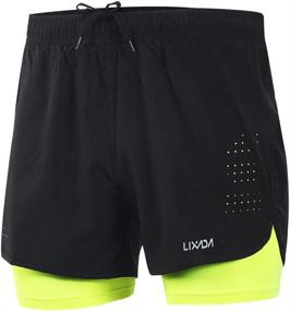 img 4 attached to 🏃 Lixada Men's 2-in-1 Running Shorts - Quick Dry, Breathable, Active Training, Exercise, Jogging, Cycling Shorts