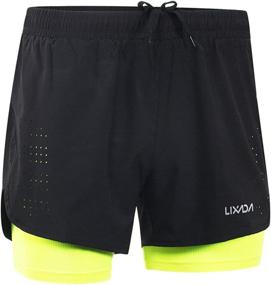 img 2 attached to 🏃 Lixada Men's 2-in-1 Running Shorts - Quick Dry, Breathable, Active Training, Exercise, Jogging, Cycling Shorts