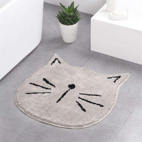 img 4 attached to 🐱 Adorable Kids' Microfiber Bathroom Mats - Highly Absorbent Doormat - Cat Shaped Front Door Carpet Rug