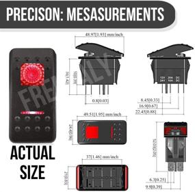 img 2 attached to 🔴 Waterproof 12V 20 Amp Toggle Rocker Switch Kit for Marine Boating Vehicles - Frentaly Red, Customizable with 5 Pins
