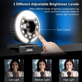 img 2 attached to 💻 JIGA HD 1080P Webcam with Microphone and Ring Light – Adjustable Brightness, Auto-Focus, Privacy Protection – USB Streaming Webcam for PC Desktop Laptop MAC, Zoom Skype (2021)