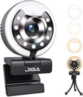 💻 jiga hd 1080p webcam with microphone and ring light – adjustable brightness, auto-focus, privacy protection – usb streaming webcam for pc desktop laptop mac, zoom skype (2021) logo