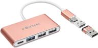 💻 foxmm rose gold usb c hub with charger – 4-in-1 macbook pro adapter and type-c hub logo