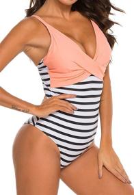 img 2 attached to B2prity Women's Monokini Front Cross One Piece Swimsuits with Tummy Control - Trendy Swimwear for Enhanced Silhouette