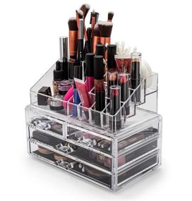 img 2 attached to 💄 Organize and Showcase Your Makeup Collection with Brookstone's Clear Cosmetic Display Case and Drawer Organizer