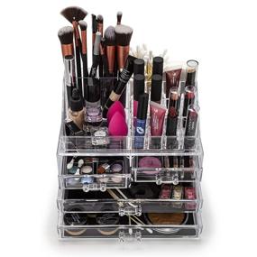 img 1 attached to 💄 Organize and Showcase Your Makeup Collection with Brookstone's Clear Cosmetic Display Case and Drawer Organizer