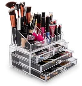 img 4 attached to 💄 Organize and Showcase Your Makeup Collection with Brookstone's Clear Cosmetic Display Case and Drawer Organizer