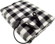 🔌 12v electric car heating blanket - h-hour fleece blanket for winter cold weather car travel and camping use (gray/white) logo