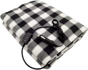 img 4 attached to 🔌 12V Electric Car Heating Blanket - H-Hour Fleece Blanket for Winter Cold Weather Car Travel and Camping Use (Gray/White)