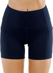 img 3 attached to Ultimate Fitness Essential: THE GYM PEOPLE High Waist Yoga Shorts with Tummy Control & Deep Pockets