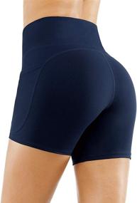 img 2 attached to Ultimate Fitness Essential: THE GYM PEOPLE High Waist Yoga Shorts with Tummy Control & Deep Pockets