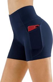 img 1 attached to Ultimate Fitness Essential: THE GYM PEOPLE High Waist Yoga Shorts with Tummy Control & Deep Pockets