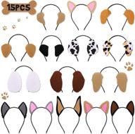 🐶 15 pcs puppy dogs ear headbands: perfect pet birthday party favors and adults costume accessory for dress-up fun & memorable photo booth props logo