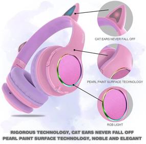 img 1 attached to 🎧 Midola Bluetooth 5.0 Wireless Over Ear Cat Light Foldable Stereo Gaming Music Headphones with AUX 3.5mm Mic Volume Control (Limited to 110-85 dB) - Suitable for Adults & Kids, Cellphones, Tablets, TVs, Games - B11 Pink