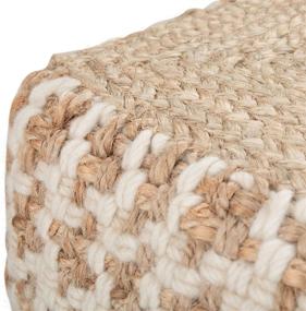 img 1 attached to 🪑 SimpliHome Cullen Cube Pouf in Natural Wool and Jute Upholstery - Ideal for Living Room, Bedroom, and Kids Room - Transitional Modern Design