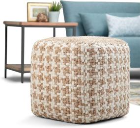 img 3 attached to 🪑 SimpliHome Cullen Cube Pouf in Natural Wool and Jute Upholstery - Ideal for Living Room, Bedroom, and Kids Room - Transitional Modern Design