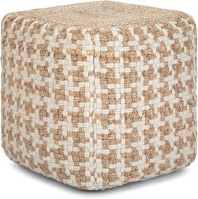 img 4 attached to 🪑 SimpliHome Cullen Cube Pouf in Natural Wool and Jute Upholstery - Ideal for Living Room, Bedroom, and Kids Room - Transitional Modern Design