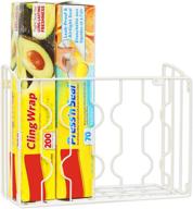 📦 efficient storage solution: simplehouseware wall door mount kitchen wrap organizer rack in white логотип