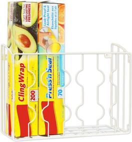 img 3 attached to 📦 Efficient Storage Solution: SimpleHouseware Wall Door Mount Kitchen Wrap Organizer Rack in White