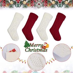 img 1 attached to 🎄 Coindivi Knit Christmas Stockings 4 Pack: Festive Red and White Stocking Kits for Trees, Door & Fireplace Decorations - Perfect for Holiday Family Party