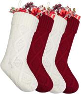 🎄 coindivi knit christmas stockings 4 pack: festive red and white stocking kits for trees, door & fireplace decorations - perfect for holiday family party логотип