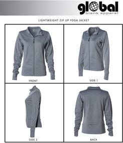img 3 attached to 🧘 Lightweight Full Zip Up Yoga Workout Jacket for Women by Global Blank - Slim Fit Design
