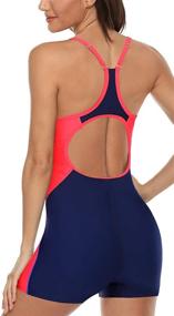 img 2 attached to 👙 Stylish One Piece Boyleg Swimsuits for Women - Ideal for Water Aerobics, Sports, and Bathing