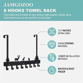 img 3 attached to 🚪 JAMGOZOO Over The Door Hooks Hanger: Heavy-Duty Towel Racks for Bathroom with 8 Hooks, Wall Mount Tower Holder, Anti-Rust Carbon Steel Bathroom Towel Hooks