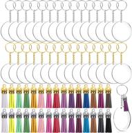 🔑 120 pcs acrylic keychain blanks set - includes 30 clear circle blanks, 30 key rings with chain, 30 keychain tassels, and 30 jump rings for diy projects and crafts logo