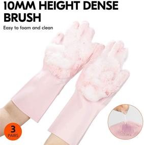 img 2 attached to 🧤 Vgo Silicone Dishwashing Gloves with Reusable Scrubber Brush - Heat Resistant and Durable (SI2142)