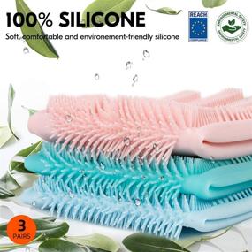 img 3 attached to 🧤 Vgo Silicone Dishwashing Gloves with Reusable Scrubber Brush - Heat Resistant and Durable (SI2142)