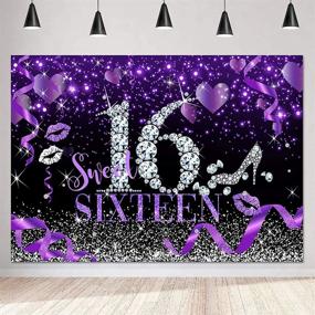 img 4 attached to 🎉 Sensfun Sweet 16 Серебряный Фиолетовый Фон с блеском боке: идеальное украшение для вечеринки девочек на 16-летие с бриллиантами, туфлями на высоком каблуке и реквизитом для фотосъемки "Sweet Sixteen"!