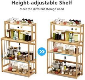 img 3 attached to 🎍 Adjustable 4-Tier Bamboo Spice Rack Organizer by LITTLE TREE - Ideal for Kitchen, Bathroom Countertop Storage - Natural, Space-saving Spice Bottle Jars Holder with Shelf