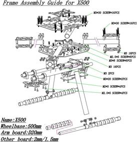 img 3 attached to 🚁 Enhanced FPVKing 500-X4 Carbon Fiber Quadcopter Frame Kit - S500 SK500 F450 Upgrade with Sturdy Fixed Landing Gear