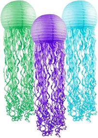 img 4 attached to 🎉 Vibrant Jellyfish Paper Lanterns: 3-Pack for Magical Mermaid Under the Sea Themed Party Décor