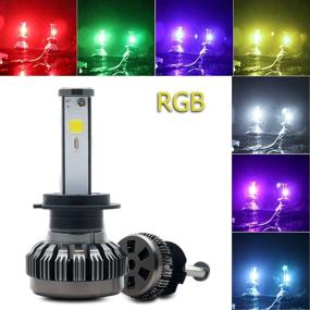 img 1 attached to 🚗 H7 RGB LED Car Headlight Conversion Kit, Maso Adjustable Brightness Auto Headlight Bulbs 6000K-10000K 80W 8000LM High/Low Beam Super White COB Chips with Smart APP Control - Pack of 2 pcs