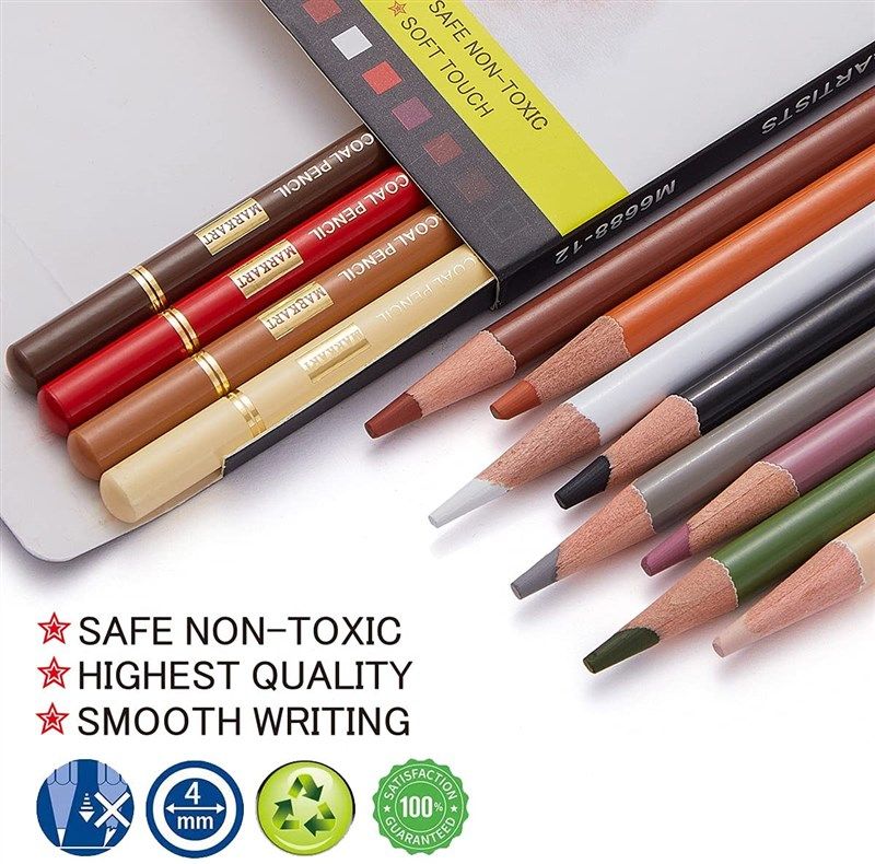 MISULOVE Professional Colour Charcoal Pencils Drawing Set, Skin Tone  Colored Pencils, Pastel Chalk for Sketching, Drawing, Shading, Coloring,  Layering & Blending for Beginners & Artists(12 Colors)