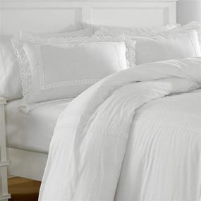 img 2 attached to 🛏️ Laura Ashley Home Annabella Collection - Luxury Ultra Soft Comforter, All Season Premium Bedding Set with Stylish Delicate Design for Home Décor - Twin Size, White