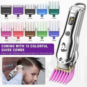 img 3 attached to 🔌 Hatteker Men's Hair Clipper | Beard Trimmer & Hair Trimmer for Men | Cordless Clippers Professional Barbers Grooming Kit | IPX7 Waterproof, Rechargeable | Colorful Combs | Silver