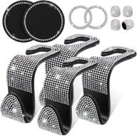 🚗 12-piece rhinestone car accessories set: bling seat headrest hooks, auto hanging storage hooks, bling cup holder coasters, start button rings, crystal valve stem caps for car truck interior decoration logo