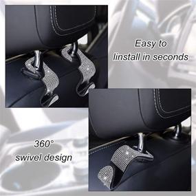 img 1 attached to 🚗 12-Piece Rhinestone Car Accessories Set: Bling Seat Headrest Hooks, Auto Hanging Storage Hooks, Bling Cup Holder Coasters, Start Button Rings, Crystal Valve Stem Caps for Car Truck Interior Decoration