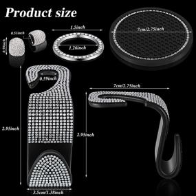 img 3 attached to 🚗 12-Piece Rhinestone Car Accessories Set: Bling Seat Headrest Hooks, Auto Hanging Storage Hooks, Bling Cup Holder Coasters, Start Button Rings, Crystal Valve Stem Caps for Car Truck Interior Decoration
